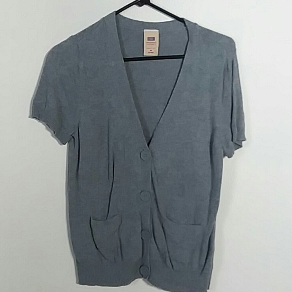 M Faded Glory Gray Short Sleeve Sweater